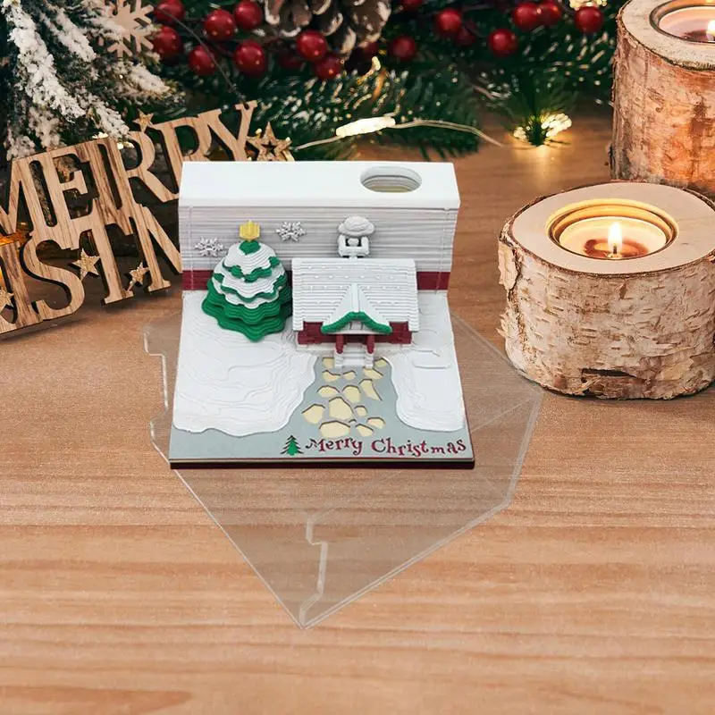 3D Notepad 3D Paper Carving Sculpture Memo Pad Tear Off Paper Collectible Stationery Desktop Paper Carving Statue For Dormitory