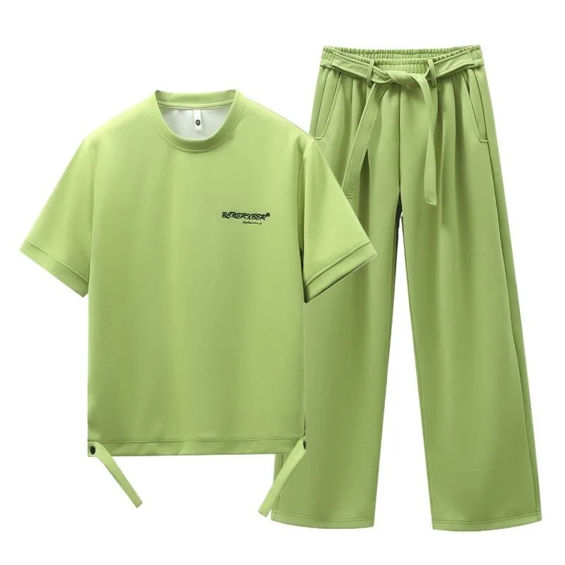 

Summer New Fashion Trend Sports Fitness Short Sleeve T-shirt Set Men Loose Breathable Large Size High Quality Two-Piece Set