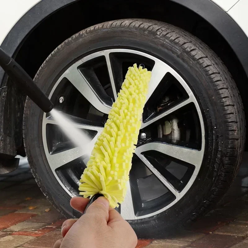 Car Wheel Brush Tire Cleaning Brush Tool Car Rim Scrubber Cleaner Duster Handle Motorcycle Truck Wheel Car Grooming Brush