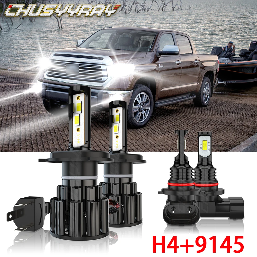 

CHUSYYRAY Car Lights Compatible For Toyota Echo 2003-2005 - Led 4x 6000K H4 Headlight bulb 9145 Fog Light bulbs Car accsesories