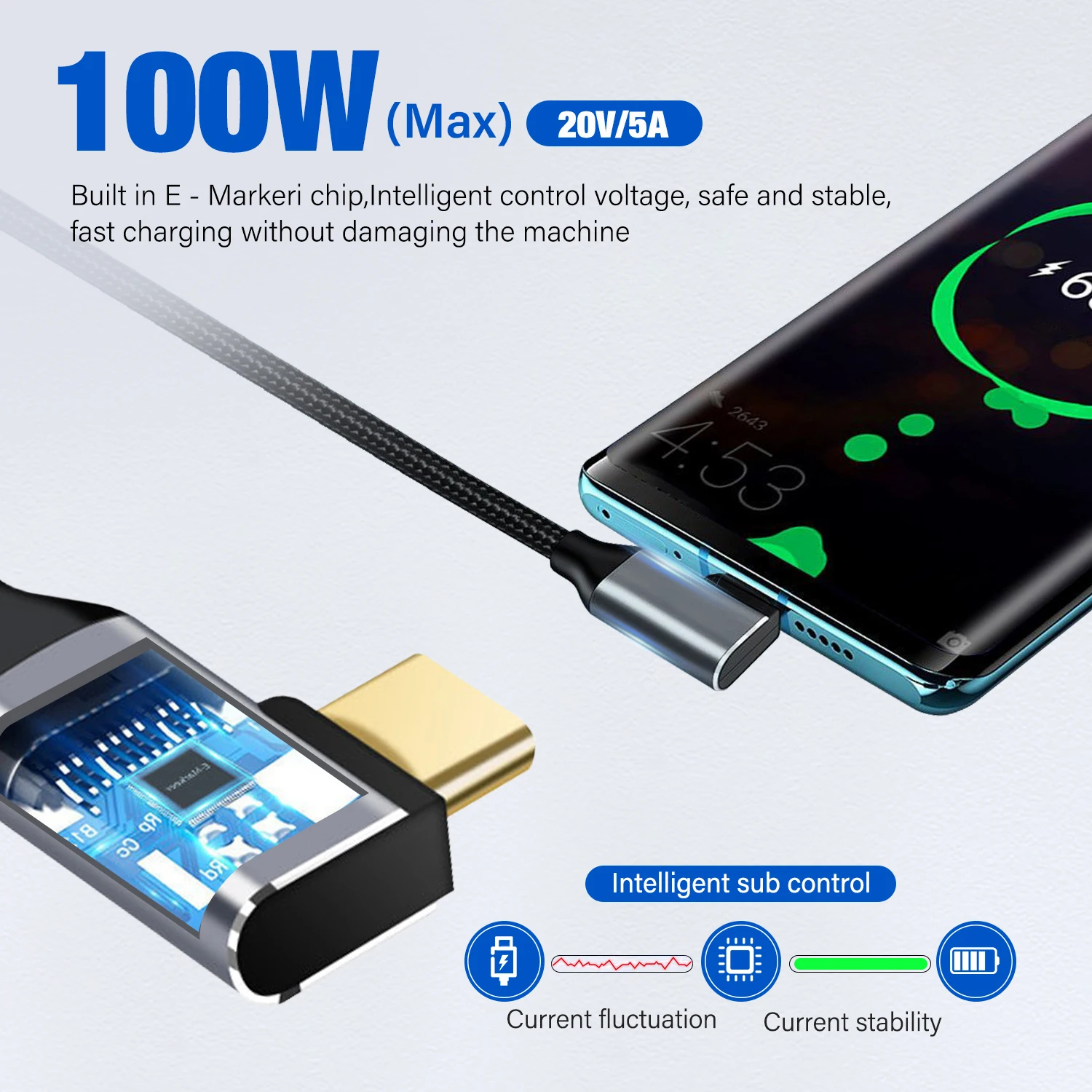 100W PD Fast Charging Cable Male to Female Data Line 4K@60HZ Video Cord 10Gbps USB 3.1 Gen 2 Type C Extension Cable For Laptop image 3