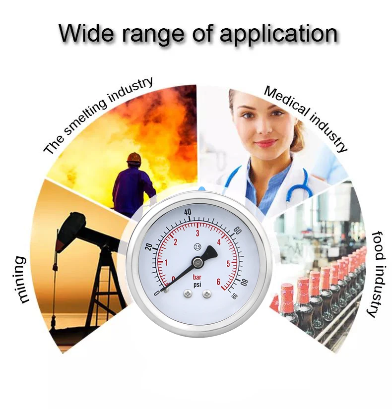 MAIRUIKESI 40mm coffee stainless steel  pressure gauges back connection -1-0-400bar water gas air oil hrydrualic manemoter