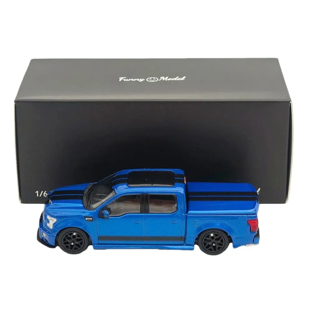 

Забавная модель в масштабе 1/64 для SHELBY F-150 Shelby Super Snake Pickup, синие литые модели автомобилей, миниатюрная коллекция
