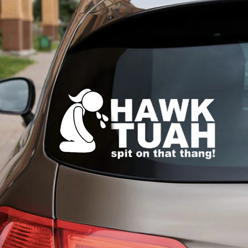 Hawk Tuah lidah sticker vinil anak perempuan, stiker vinil virus lucu untuk mobil, truk, kotak, Laptop tahan air stiker mobil