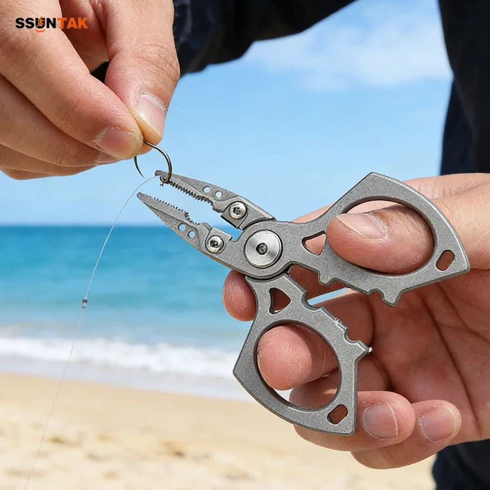 

SSUNTAK Outdoor Mini Lure Pliers Stainless Steel Fishing Tools Multifunctional Fishing Pliers Convenient Equipment Saltwater