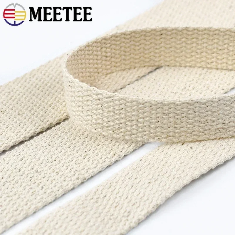 2/5/10Meters 20-50mm Meetee Cotton Webbing Bag Strap Canvas Ribbon Tape Backpack Belt Sling Band Bias Binding Sewing Accessories