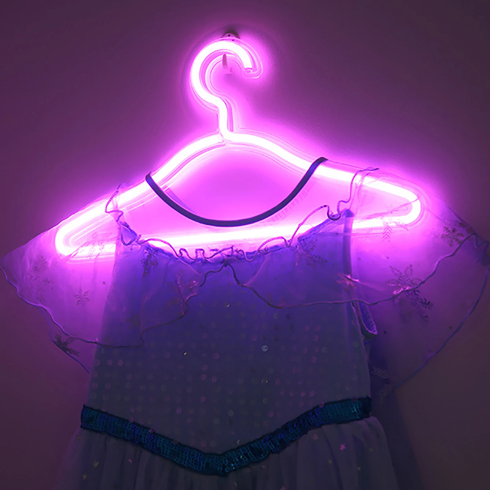 Neon Sign Clothes Hanger LED Light Clothing Hanger Convenient To Use With Switch Practical Clothes Organizer Hanger Romantic