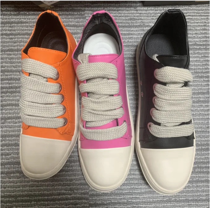 Casual Shoes Pink PU Leather Shoes for Women Boots Male Luxury Designer Lace-up Women's Sneakers