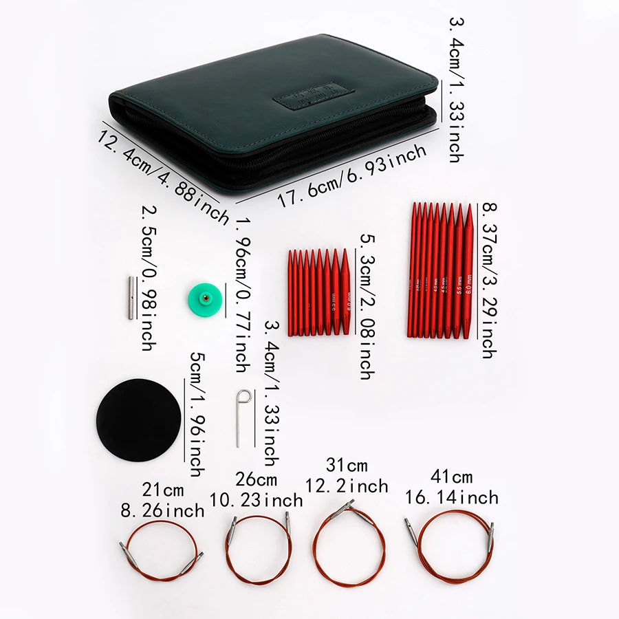 9 Pairs Detachable Circular Knitting Needles, Multi Sizes Knitting Needle Set for Sweater Sleeves with PU Storage Bag