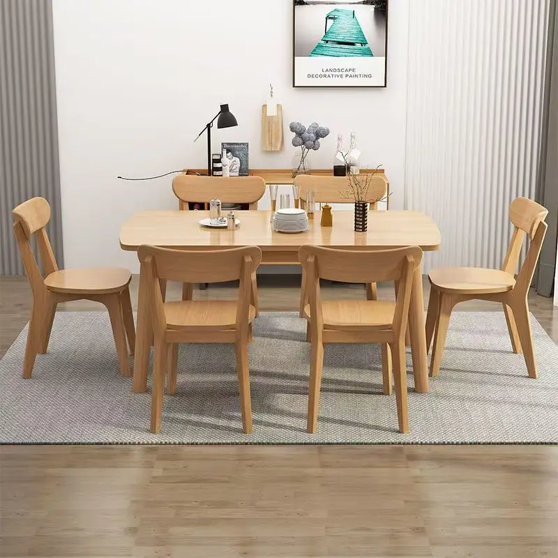 

2026 Natural Wood Finish Minimalist Small Flat Dining Table Household Solid Wood Kitchen Table