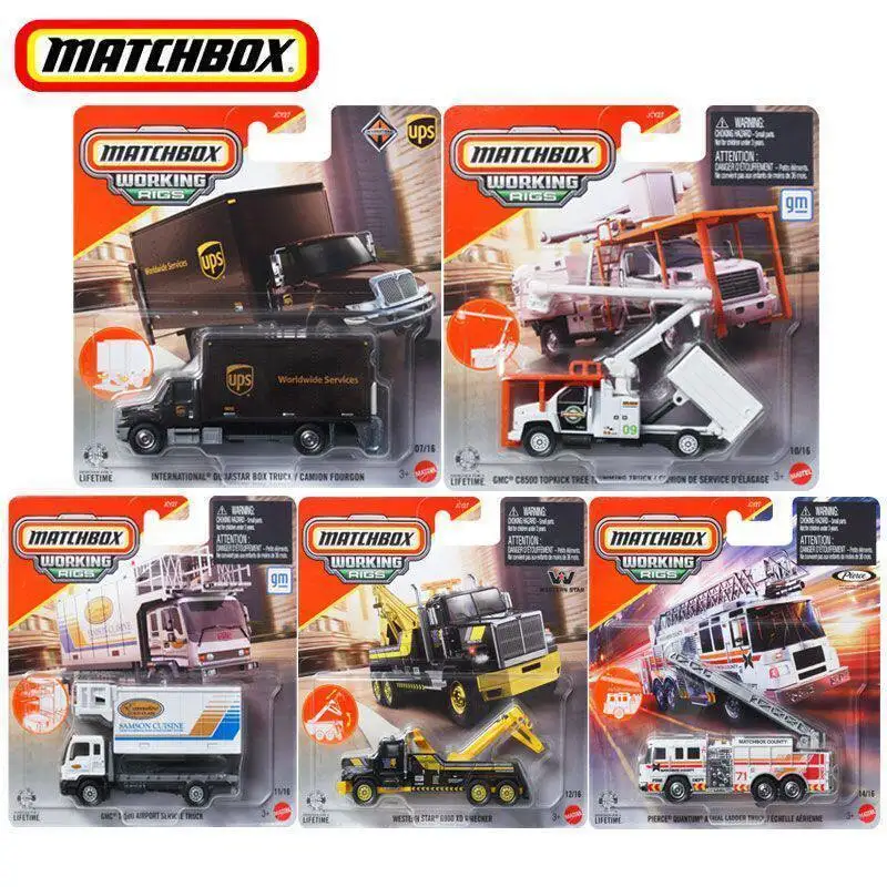 

Mattel Matchbox Car Working Rigs Diecast 1/64 Toys Boys Toys Road Grader Crop Sprayer Truck Van Vehicles Models Gift In Stock