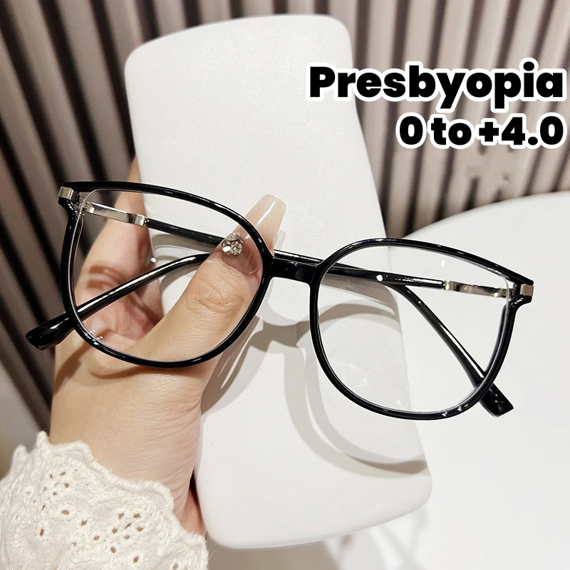 

Cat Eye Large Frame Eyewear Trendy Irregular Anti Blue Light Presbyopia Glasses Men Women Reading High-definition Eyeglasses