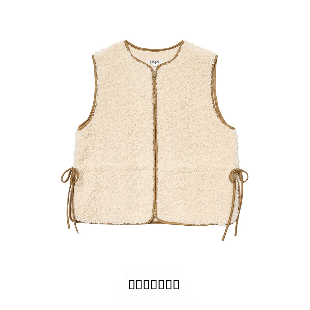 

KASLEAD Faionable Упрощенный бархатный жилет с регулируемой талией, женская одежда, уличная круглая молния, чистый цвет