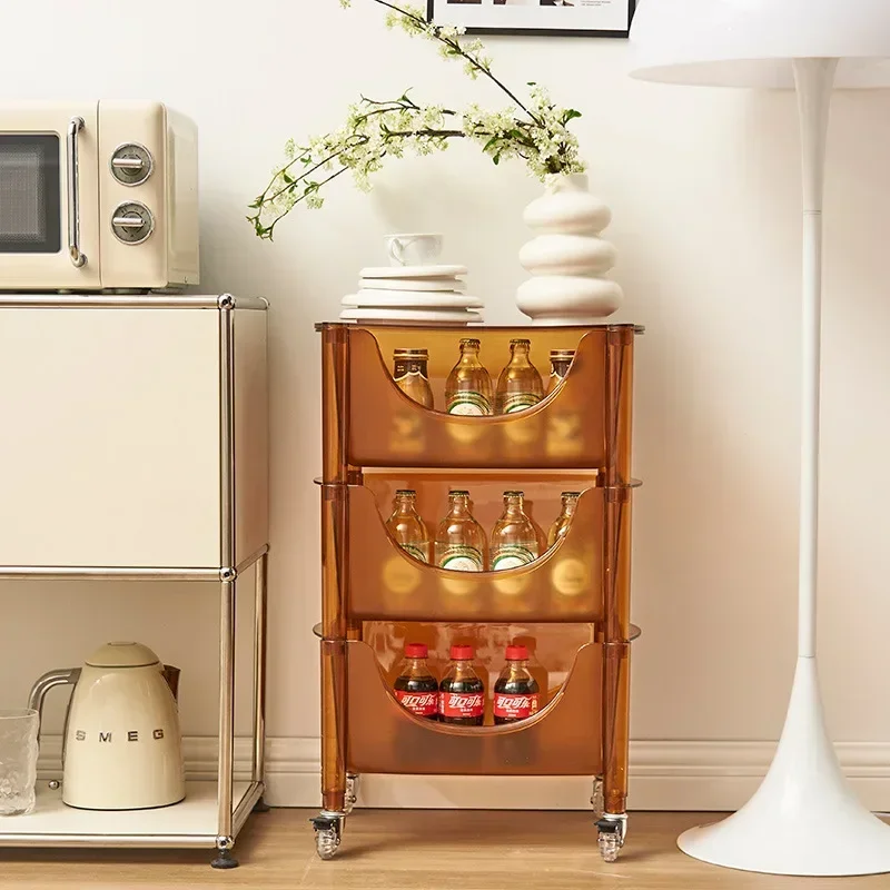 

%A Nordic Acrylic Home Storage Rack, Transparent Multi-layer Combination Storage Cabinet, Transparent Mobile Trolley