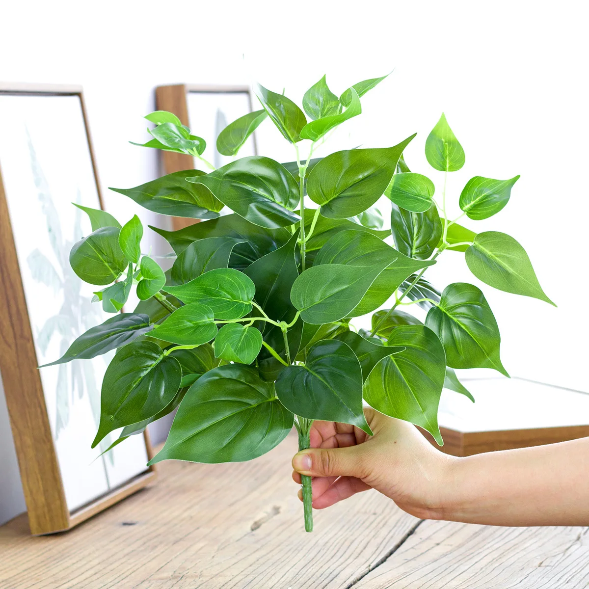 33 cm 7 Gabeln Künstliche Pflanzen Gefälschte Desktop Blatt Pflanze Wand Gras Kunststoff Baum Zweig Floral Kleine Creeper Für Home Office decor – Detail 7