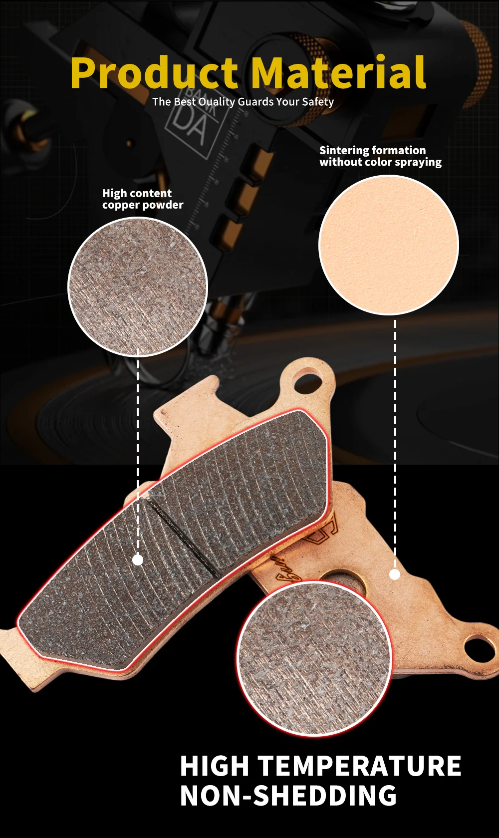 JSRAOIMG Motorradzubehör Sinter-Bremsbeläge vorne und hinten für Loncin VOGE 900DSX DS900X DSX 900 DS 900 X LX900-C 2024 – Detail 6