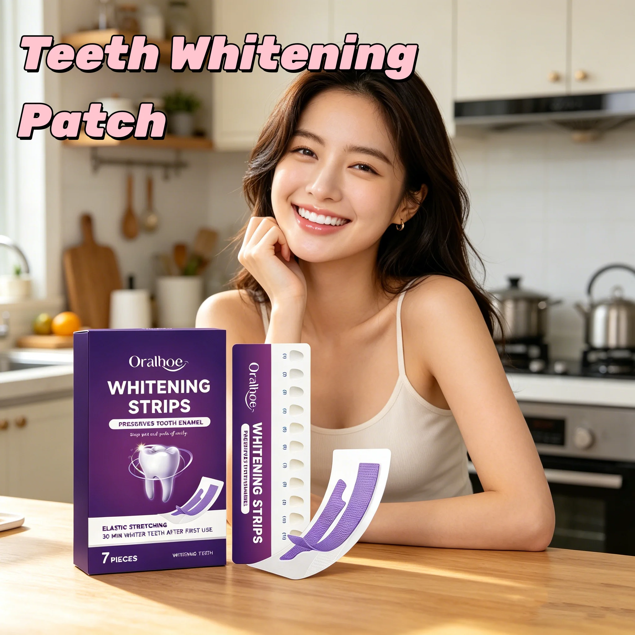 ORALHOE Safe Teeth Whitening Strips for Sensitive Teeth Remove Yellow Stains Fast White Bleaching Strips Home Oral Care Kit