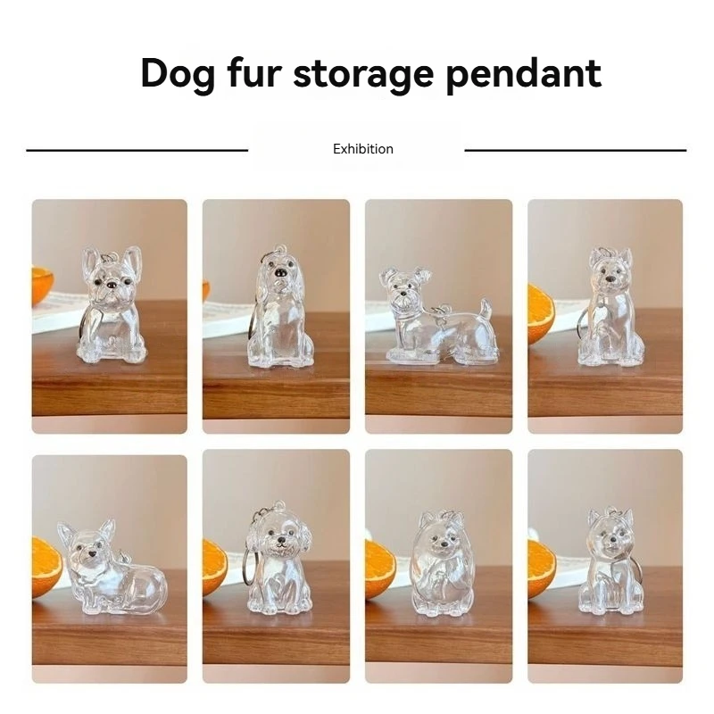 Large Size Dog Hair Storage Pendant Keychain Transparent Pet Fur Keepsake Capsule DIY Decoration Memorial Gifts for Pet Lovers
