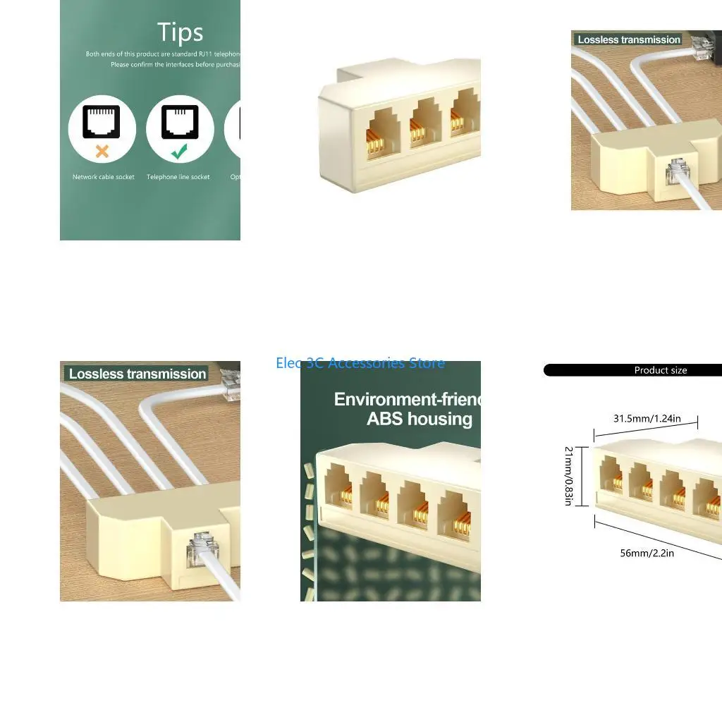 Y51A 1PC 4 Way RJ11 Telephone Splitter Adapter Support 6P4C 6P2C For Efficient Device