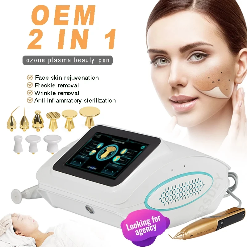 Ozone Plasma Machine RF 2in1 Fibroblast Plasma Wrinkle Removal Lifting Therapy Face Skin Rejuvenation Patches Removal