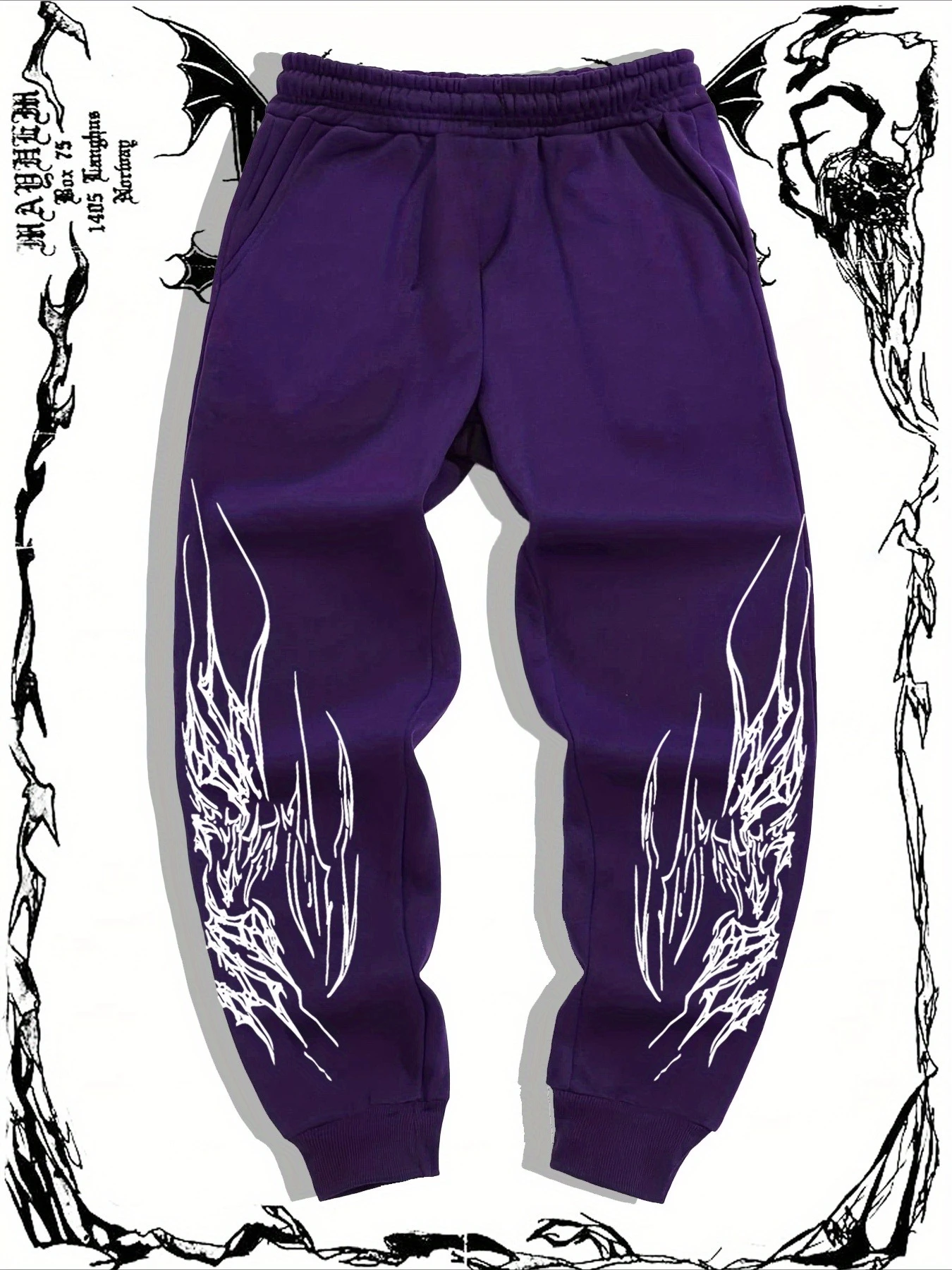2026 Latest Dark Thorn High Street Style Gothic Pattern Full Print Versatile Casual Sports Men's and Women's Pants