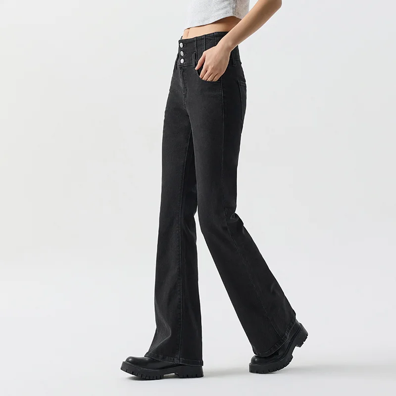 Semir 2024 Jeans Women High-Waist Trousers Showing Leg Length Spring New Style Simple Bell-Bottoms Hong Kong Style