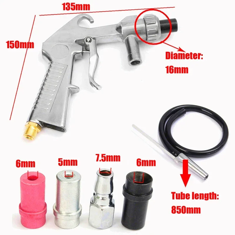 Air Brush Spray Gun 7Pcs Abrasive Air Sand Blasting Gun Kit Sandblasting Machine Nozzle Tube Rust Remove for Sandblast Cabinets