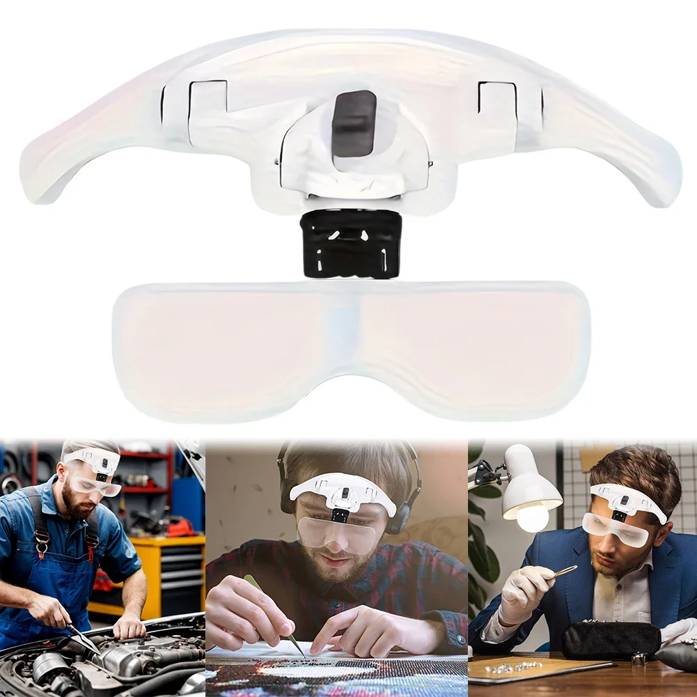 LED Head Magnifier Battery Powered Lighted Magnifying Glasses Head Mount Magnifying Glass for Jewelry Arts Crafts and Close Work