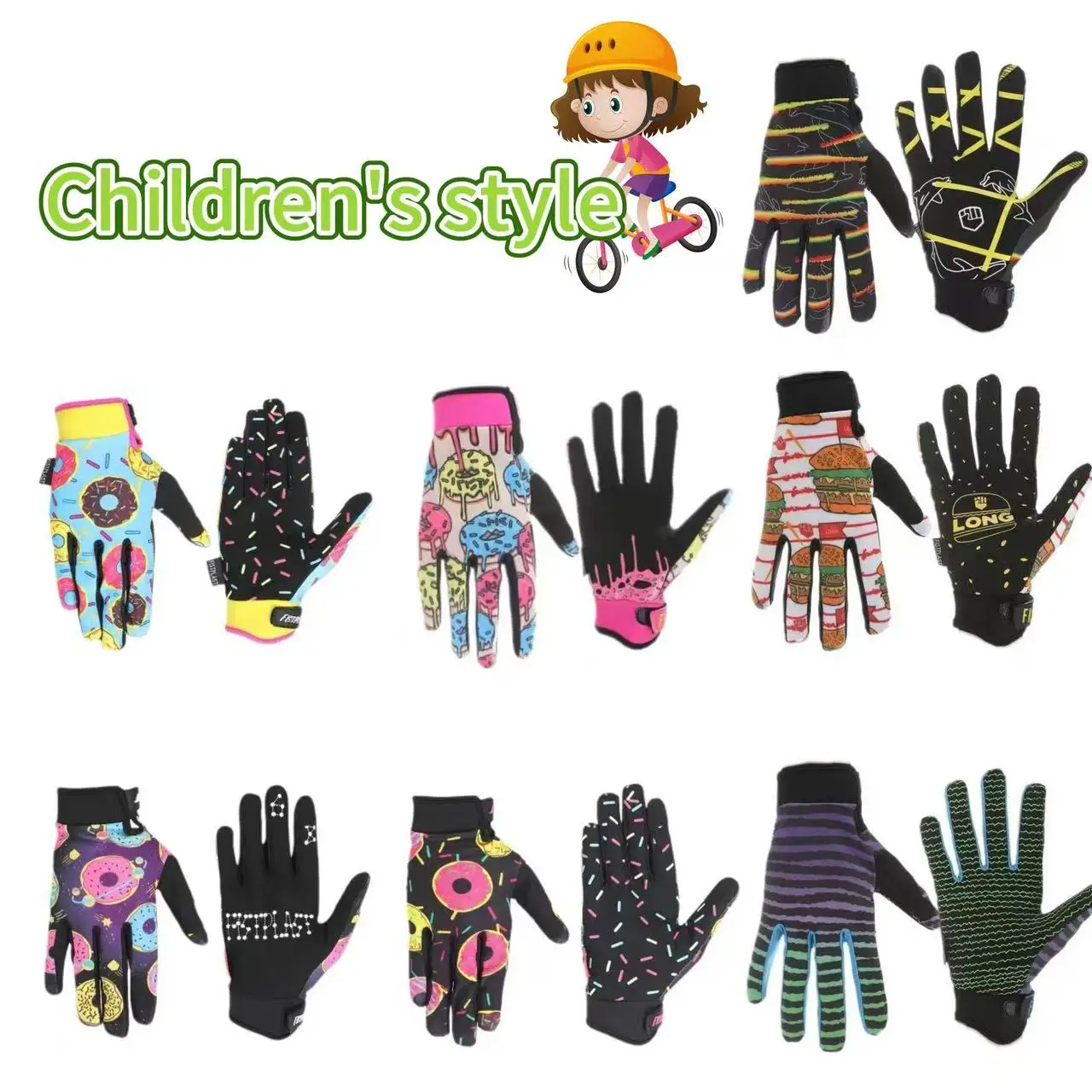 

Cute children's donut Fistplast con pantalla táctil para ciclismo y motociclismo, para verano, primavera y otoño.