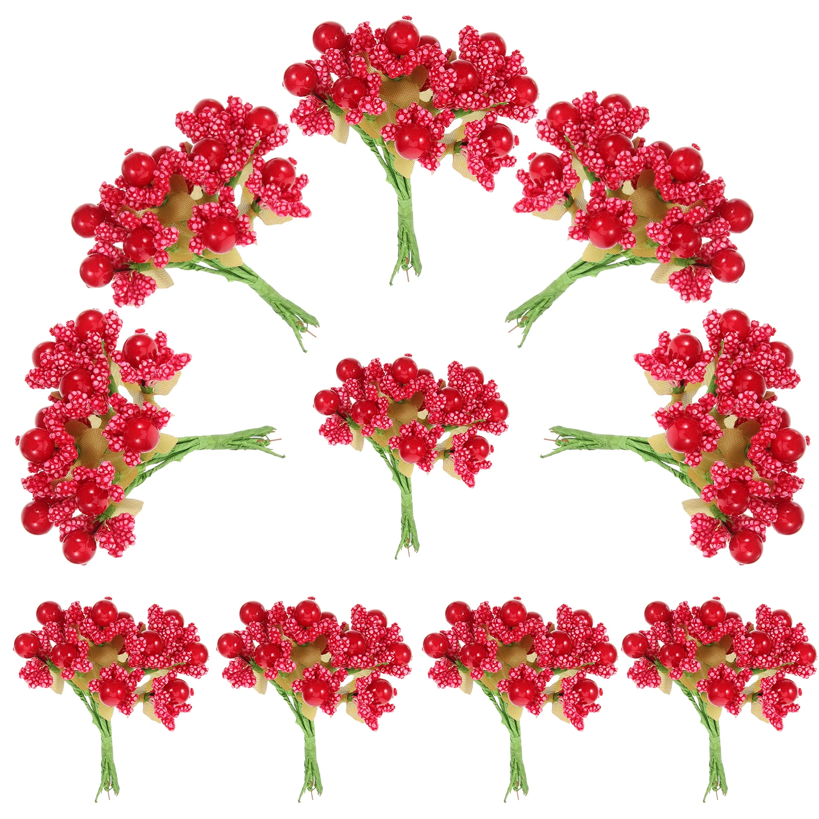 

Simulated Berry Headdress 10 Bundles Artificial Berries Picks Christmas Flower Stems Red Decorations Plastic Branches DIY