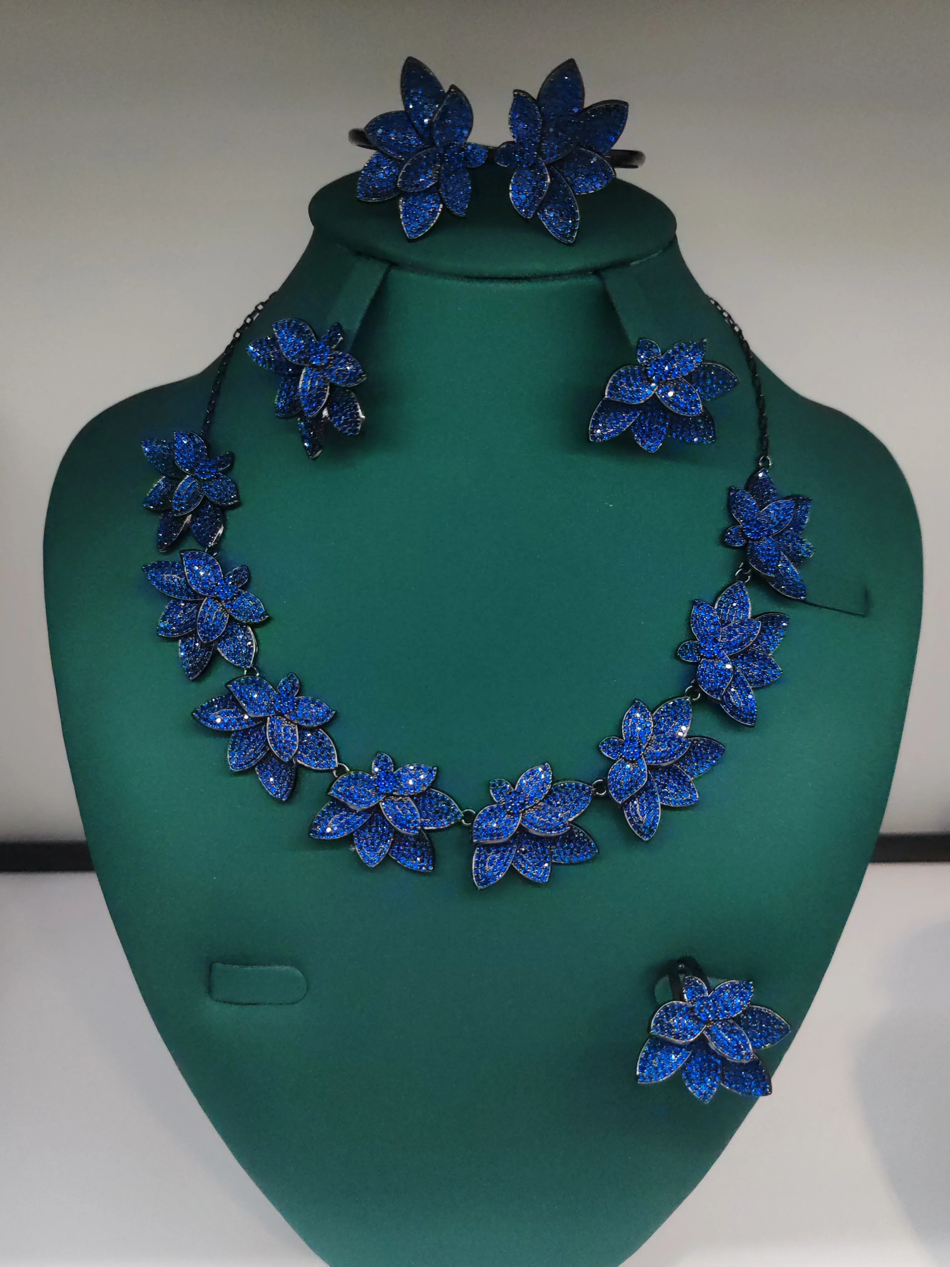Novo requintado conjunto completo colorido zircônia moda jóias colar brincos pulseira conjunto vestido de jantar de casamento acessórios M-90