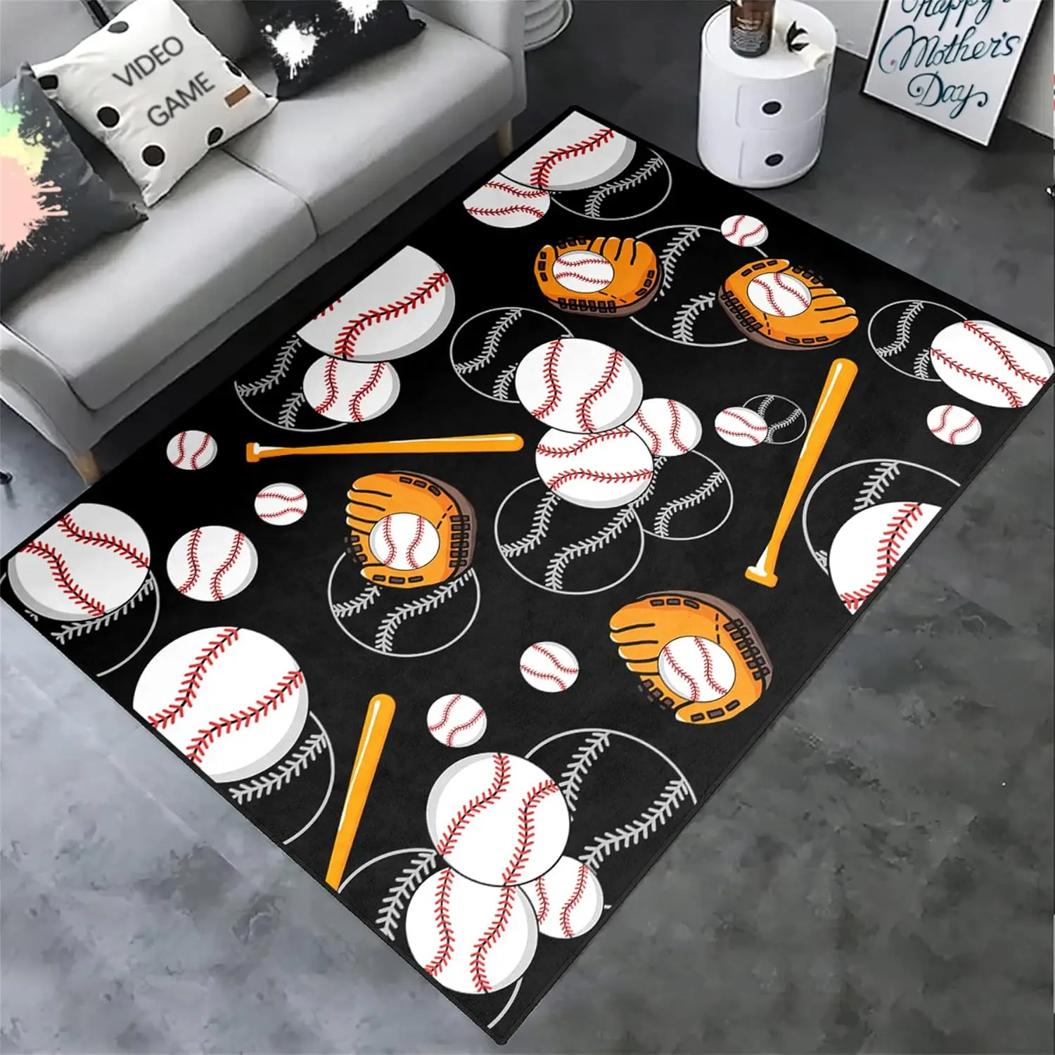 

Бейсбольный коврик для мальчиков, спальня и игровая комната, нескользящий спортивный ковер, декор гостиной и спальни