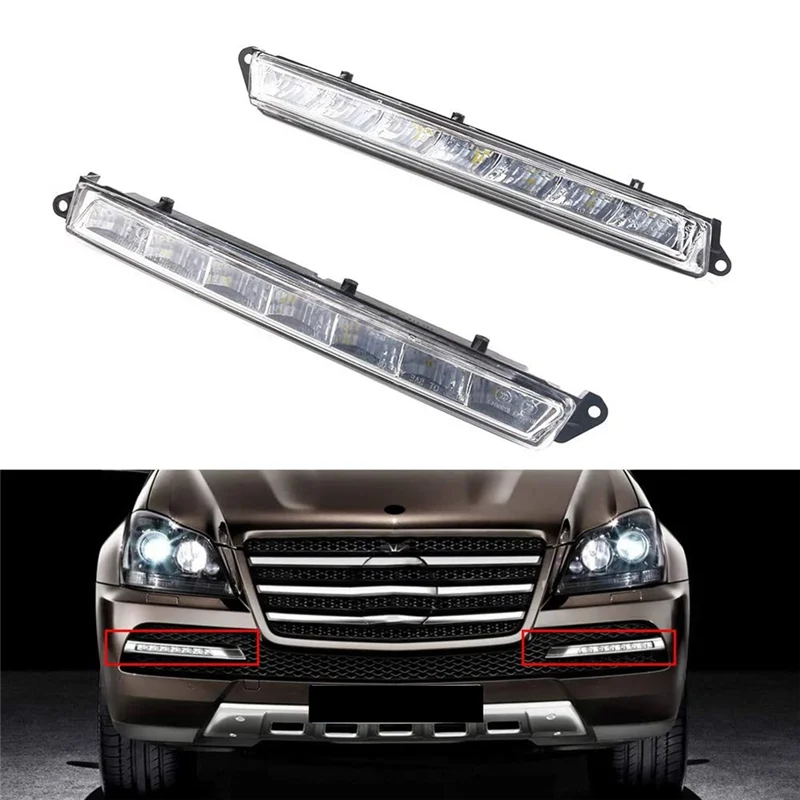 

2 Pair LED Daytime Running Light For Mercedes Benz X164 GL350 GL450 GL500 LED Fog DRL A1649060351 A1649060451