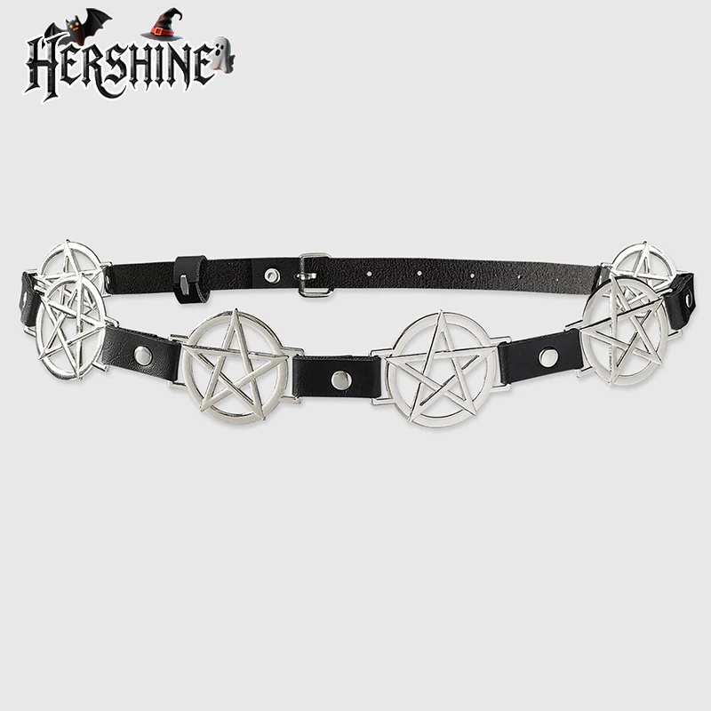 HERSHINE 1-Pack حزام نسائي مجوف على شكل نجمة خماسية Y2K على الطراز القوطي الشرير الصخرة الهيب هوب إكسسوار الهالوين
