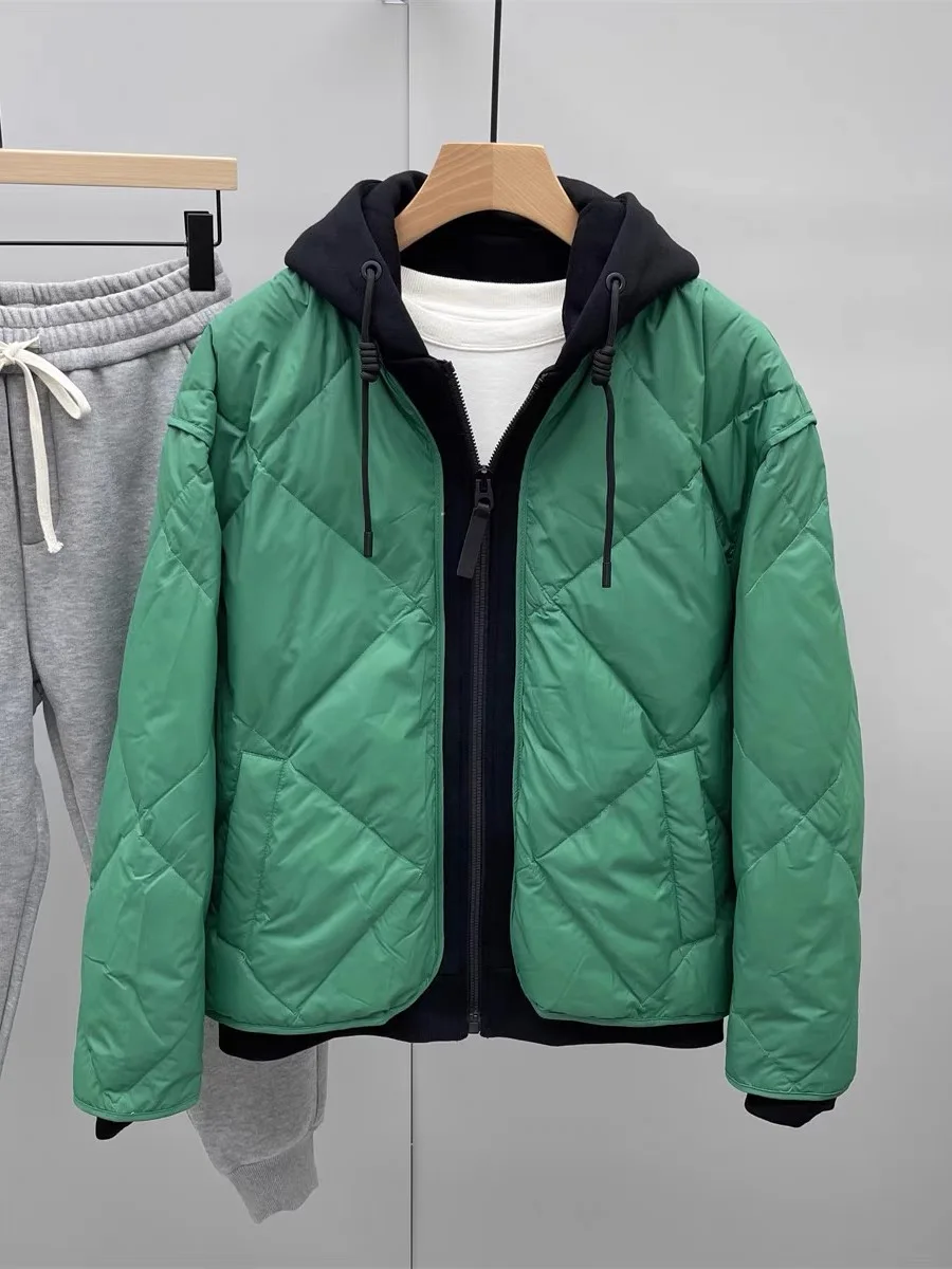 Men's Short Hooded down Cotton Jacket Thickened Winter Coat Warm Youth Versatile Zipper Closure Standard Fit Casual Wear