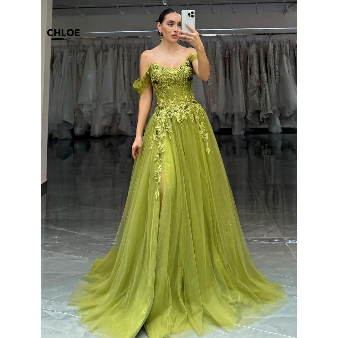 

Custom Made Elegant Long Dress Line A Elegant Women's Dresses for Wedding Party Dresses Luxury 2025 Off-shoulder Sleeveless Prom