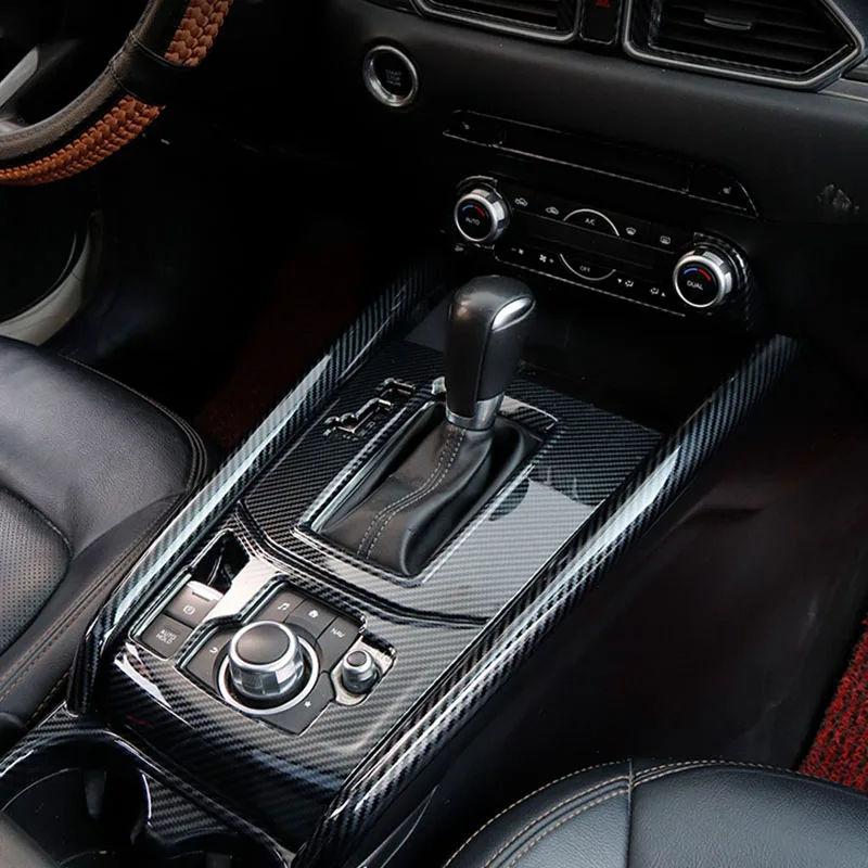 For Mazda CX-5 CX5 Accessories 2017 2018-2020 ABS Matte/Carbon Fibre Car gear shift knob left and right guard frame Cover Trim