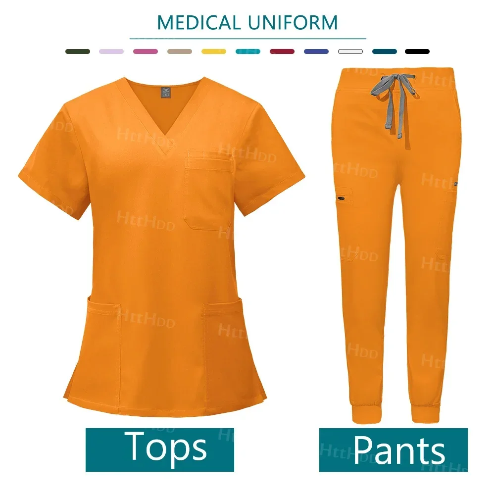 

Double-layer Multifunctional Pocket Nurse's Gown, Surgical Gown, Anesthesiologist's Overalls, Short-sleeved Pant Suit