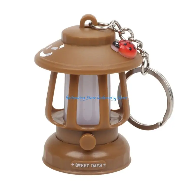 573B Lantern Keyring With Bright LED Bulb USB Powered Retro Decoration For Nighttime Visibility Camping Accessory