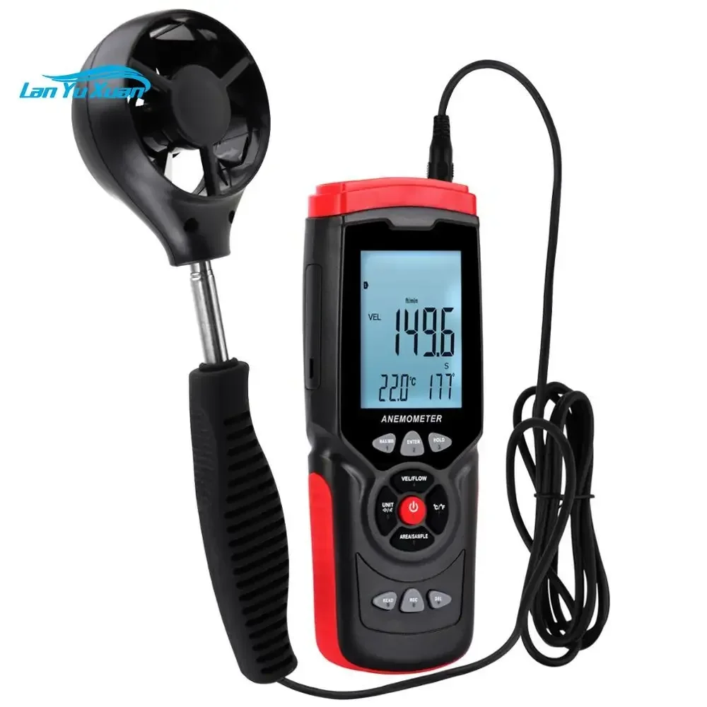

Professional Wind Speed Air Flow Temperature Digital Anemometer Instrument Volume Direction Humidity Data Hold