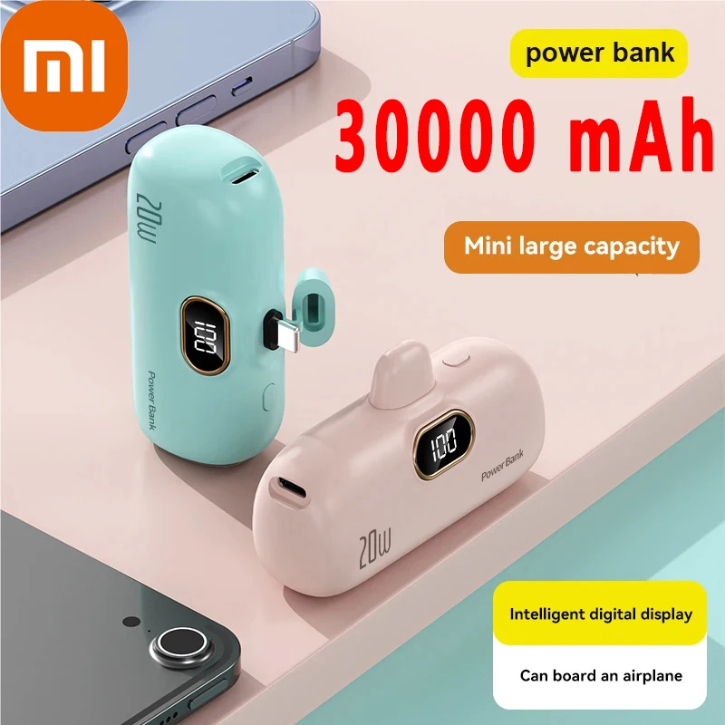 Xiaomi 30000mAh Mini Capsule Power Bank Wireless Fast Charging Mobile Power Supply Emergency External Battery For Type-c iPhone