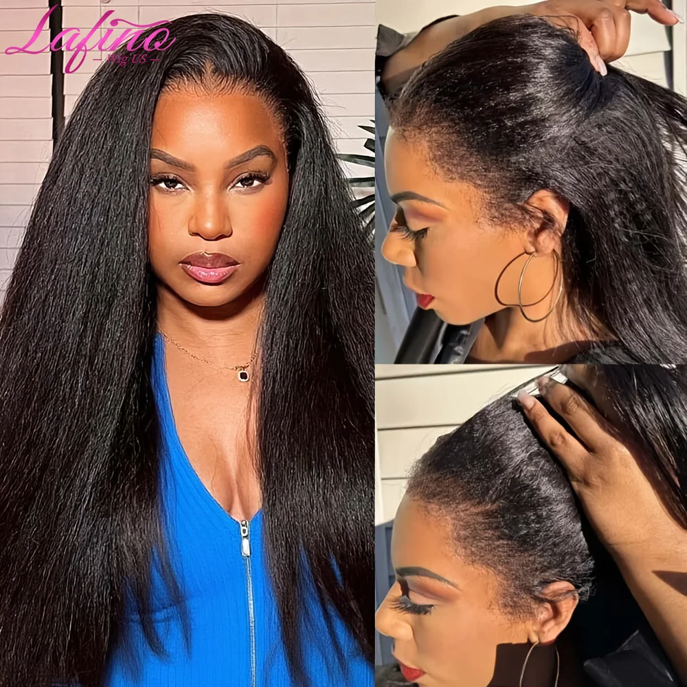 

Парик Lafino V Part 4C Kinky Edges, невидимый, без клея, 360, из натуральных волос, с эффектом крепления к коже головы, 360 HD, с кружевной передней частью и детским волосом