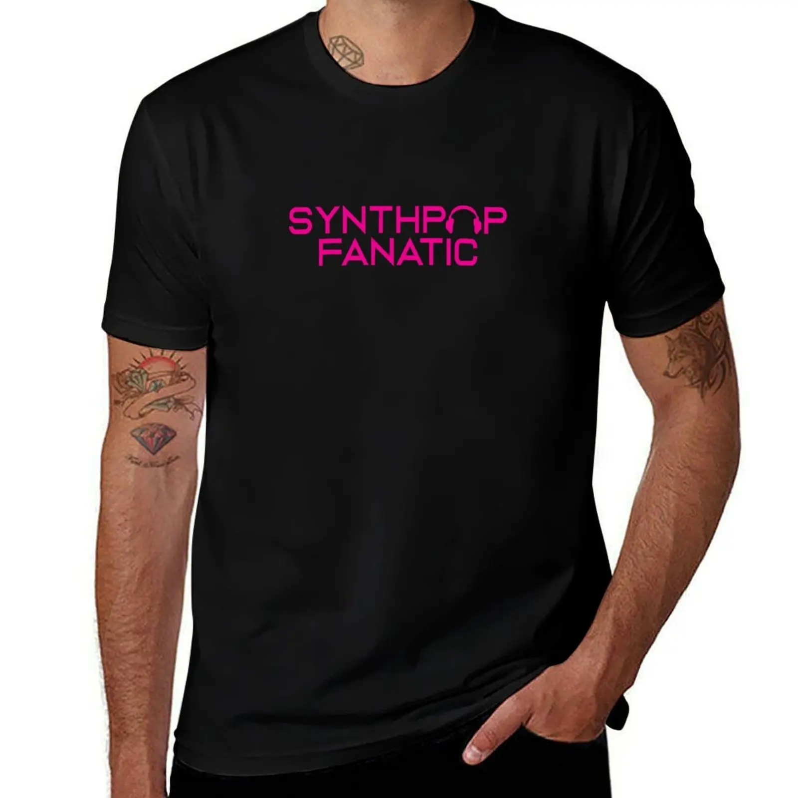 Synthpop Fanatic Pink Logo T-Shirt basketball graphic tees graphic t shirts baggy shirts cotton t shirt men