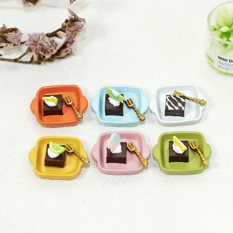 Accesorios para casa de muñecas, juego de comida en miniatura, escena del hogar, accesorios de fotografía, juguetes, modelo, varios pasteles de Chocolate, decoración, 1:12