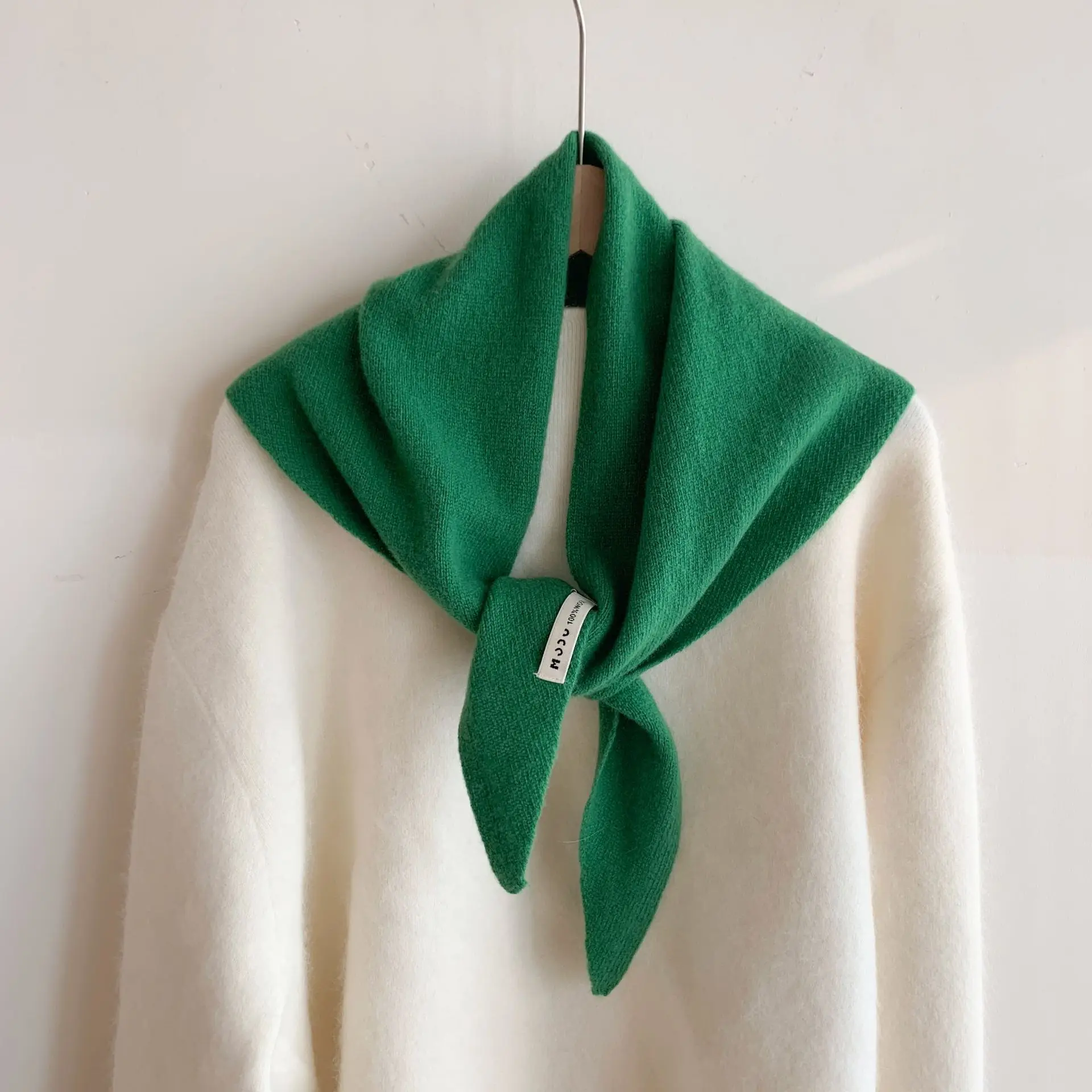 100% Wool Women's Knitted Triangle Scarf Shawl Warmth for Autumn and Winter Multifunctional All - Match Small Scarf for Ladies