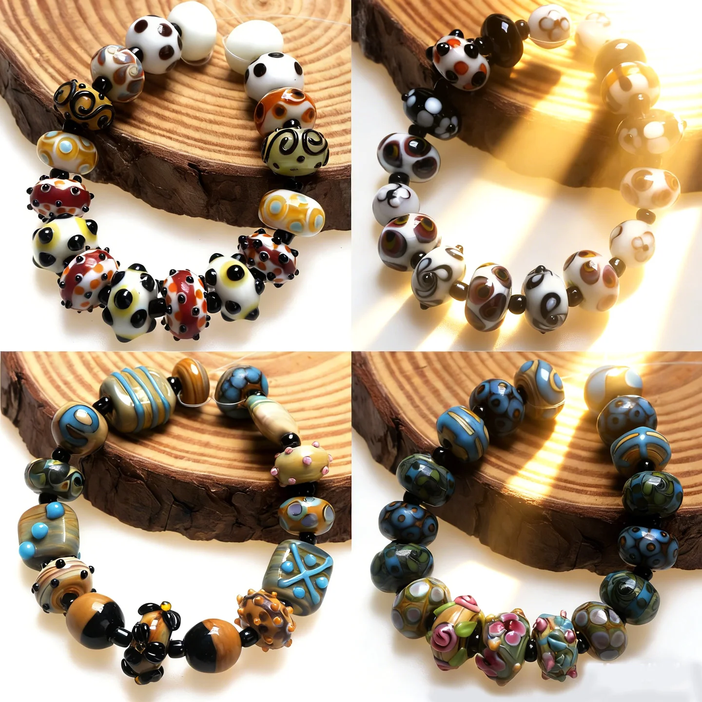 Khaki 1set ! Handmad Romantic Lampwork Glass Loose Beads For Charm DIY Bracelets/Necklace/Earrings Jewelry Making Accessories!