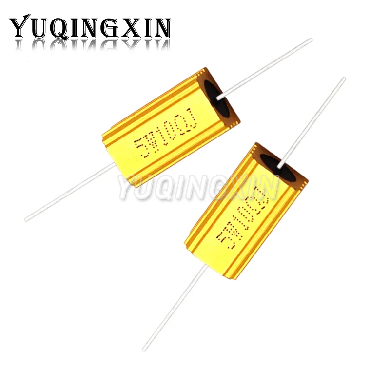2PCS 5W Aluminum Power Metal Shell Case Wirewound Resistor 0.1 ~ 15K 0.5 1 2 5 6 8 10 50 100 200 300 1K 10K ohm RX24 Resistance