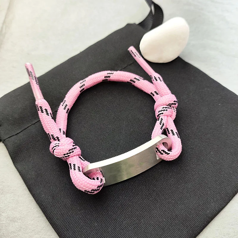 Pink green braided rope bracelet for women shoelaces bracelet adjustable luxury designer jewelry punk streetwear jewelry