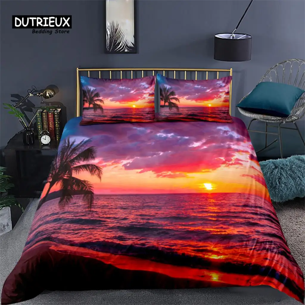 

Luxury 3D Sunset Beach Print Home Living Comfortable Duvet Cover Set Pillowcase Kids Bedding Set Queen and King EU/US/AU/UK Size