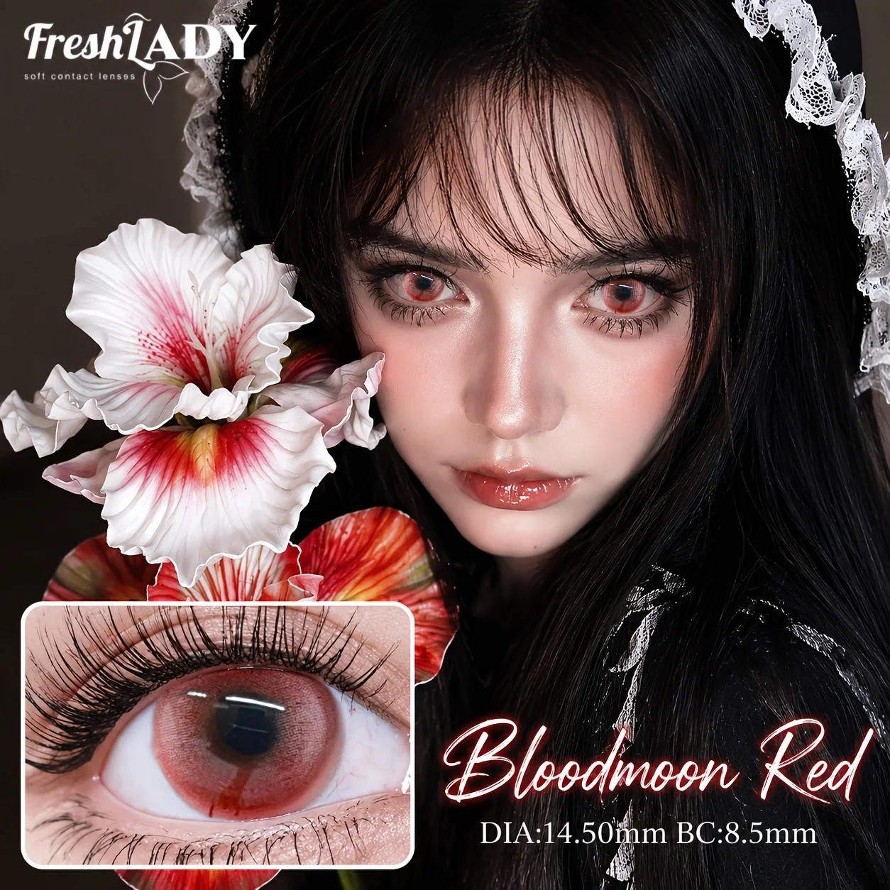 FreshLady 1 Paar Cosplay Farbige Kontaktlinsen Verrückte Weiße Anime-Kontaktlinsen für Halloween, Rollenspiele, Partys, Kosmetik und Feiertage – Detail 5
